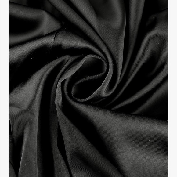 Allegra K Black Satin Pants Drawstring Elastic Waist Straight Leg Joggers - L - Picture 5 of 9